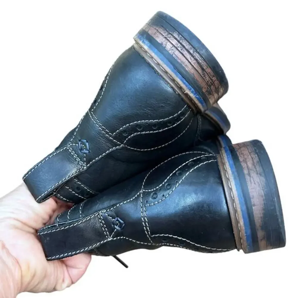 Bostonian men's boots size 7.5 oxford brogues black leather academia preppy grip